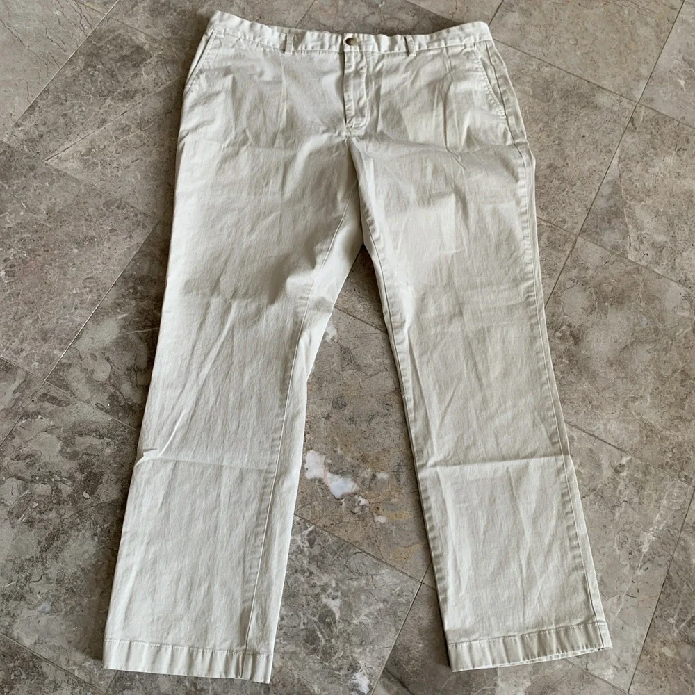 Vineyard Vines Breaker Pants Men's 40x32 Beige Straight Chino Flat Front Stretch